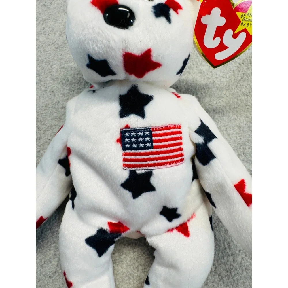 Ty Beanie Baby Glory‎ Bear July 4 1997 American Flag Patriotic Plush w/ Tag